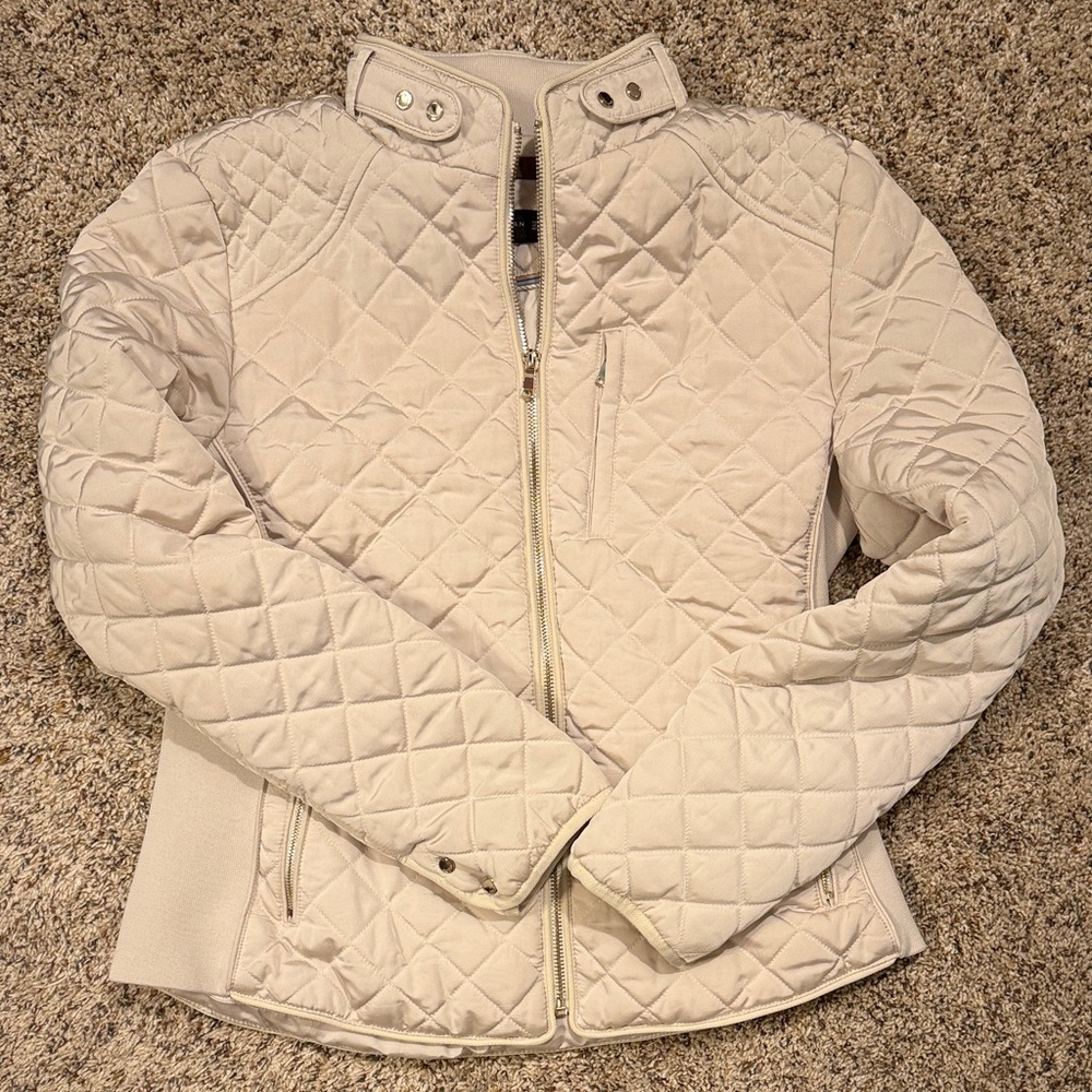 Zara Quilted Beige Puffer Jacket